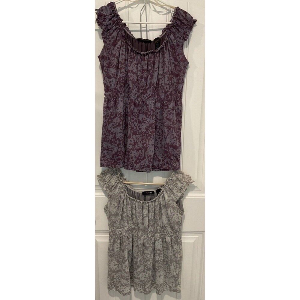 EUC Axcess Women’s Sleeveless Rouched Empire Waist Flowy Lot Of 2 Tops M/L